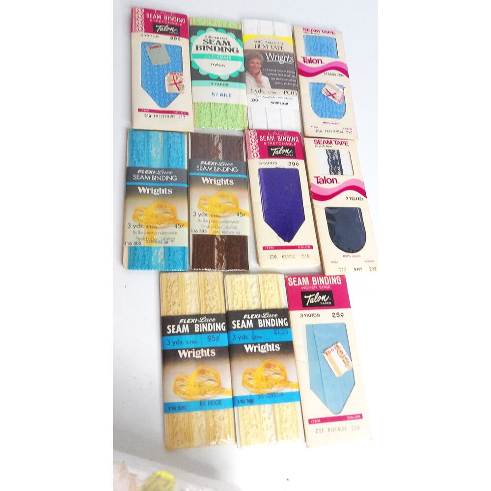 Vintage Talon Wrights Seam Binding Seam Tape Hem Tape Set Of 11